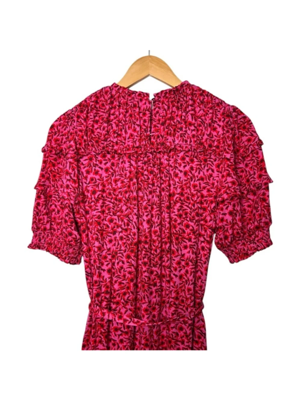 Boden Pink Red Yoke Detail Jersey Midi Dress in Gin Fizz Abstract Vine Size 8L - Picture 12 of 16